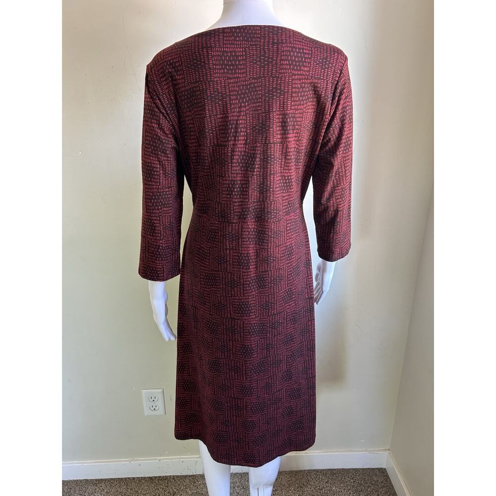 Toad & Co Rosalinda Dress Womens L Organic Cotton Tencel A-Line Geometric Red - Picture 2 of 13